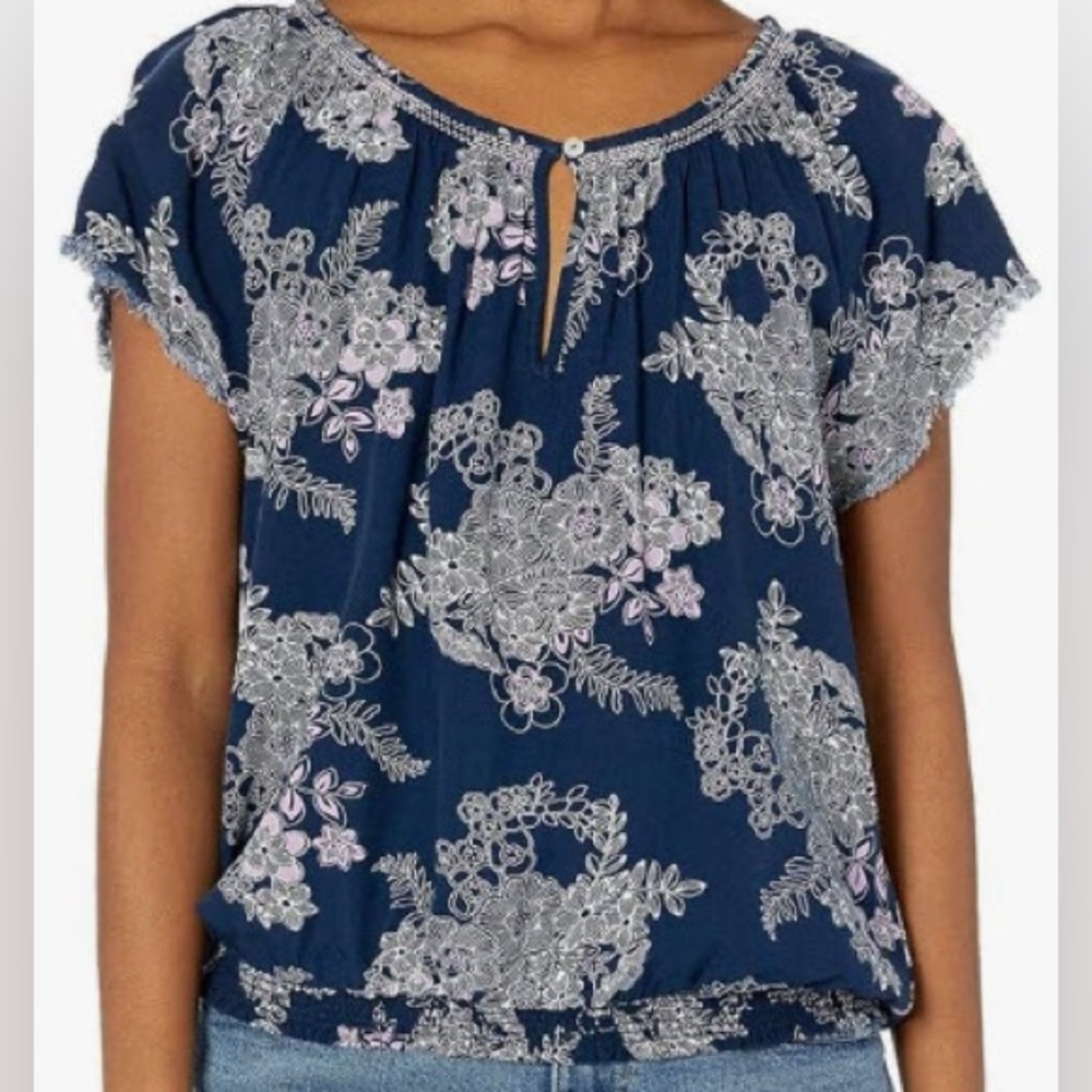 Carve Designs Women's Lilly Top - NWT - Navy Savannah - Size XXS